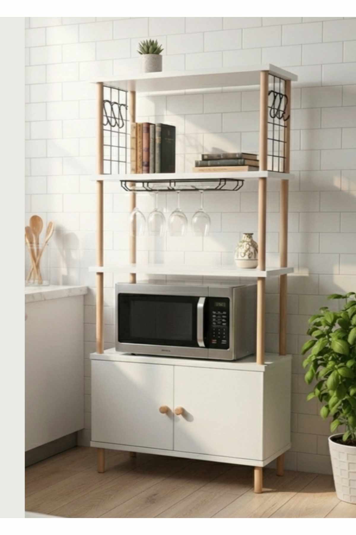 Kjøkkenskap Hanah Home Pika Cabinet (60 x 140 x 30 cm) Hvit - Hvit