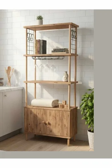 Kjøkkenskap Hanah Home Pika Cabinet (60 x 140 x 30 cm) Furu - Furu - Hus & oppussing - Kjøkken & bad - Kjøkken & vaskerom
