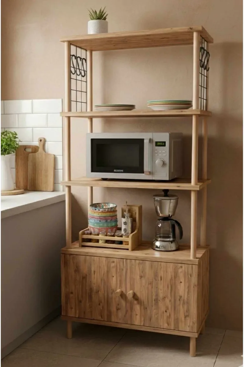 Kjøkkenskap Hanah Home Pika Cabinet (60 x 140 x 30 cm) Furu - Furu - Hus & oppussing - Kjøkken & bad - Kjøkken & vaskerom