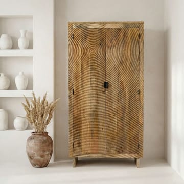 Livino oppbevaringsskap 90x180 cm 3D-mønster industriell stil - naturbrun og svart - Hus & oppussing - Kjøkken & bad - Kjøkken & vaskerom