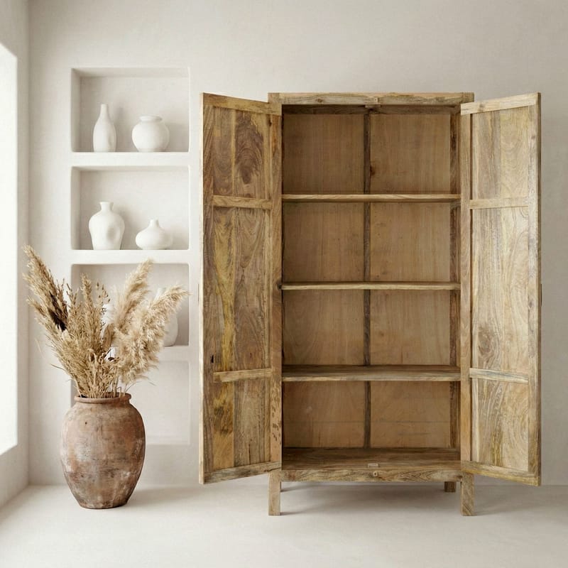 Livino oppbevaringsskap 90x180 cm 3D-mønster industriell stil - naturbrun og svart - Hus & oppussing - Kjøkken & bad - Kjøkken & vaskerom