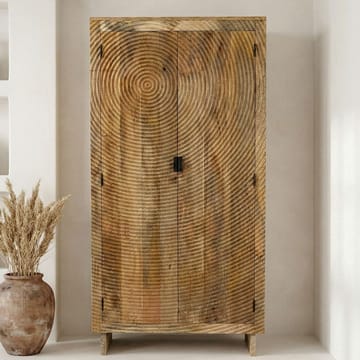 Livino oppbevaringsskap 90x180 cm 3D-mønster industriell stil - naturbrun og svart - Hus & oppussing - Kjøkken & bad - Kjøkken & vaskerom