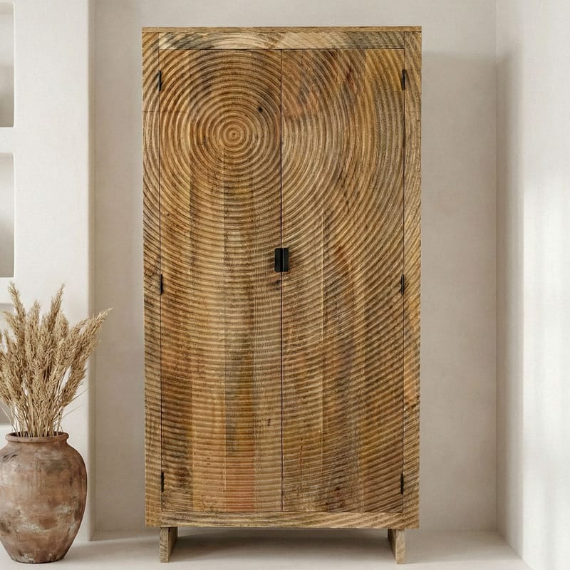 Livino oppbevaringsskap 90x180 cm 3D-mønster industriell stil - naturbrun og svart - Hus & oppussing - Kjøkken & bad - Kjøkken & vaskerom