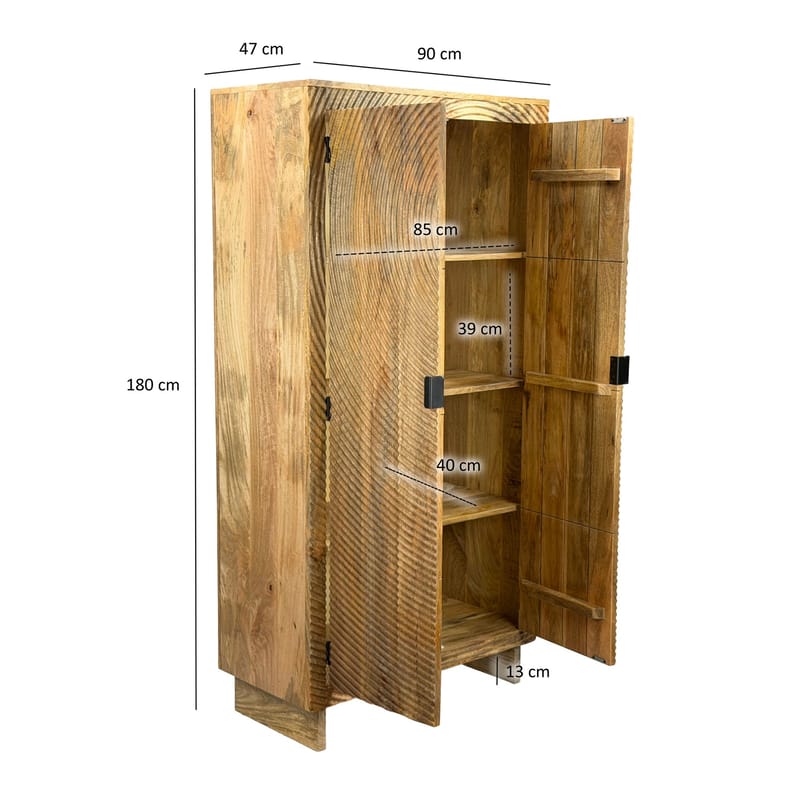 Livino oppbevaringsskap 90x180 cm 3D-mønster industriell stil - naturbrun og svart - Hus & oppussing - Kjøkken & bad - Kjøkken & vaskerom