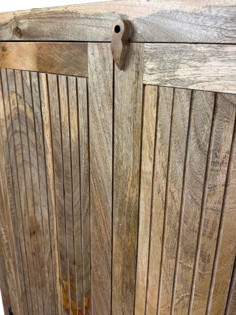 Livira oppbevaringsskap 90x187 cm ribbedesign landlig stil - naturbrun - Hus & oppussing - Kjøkken & bad - Kjøkken & vaskerom
