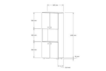Rinorea Kjøkkenskap 60x140 cm - Hvit - Hus & oppussing - Kjøkken & bad - Kjøkken & vaskerom