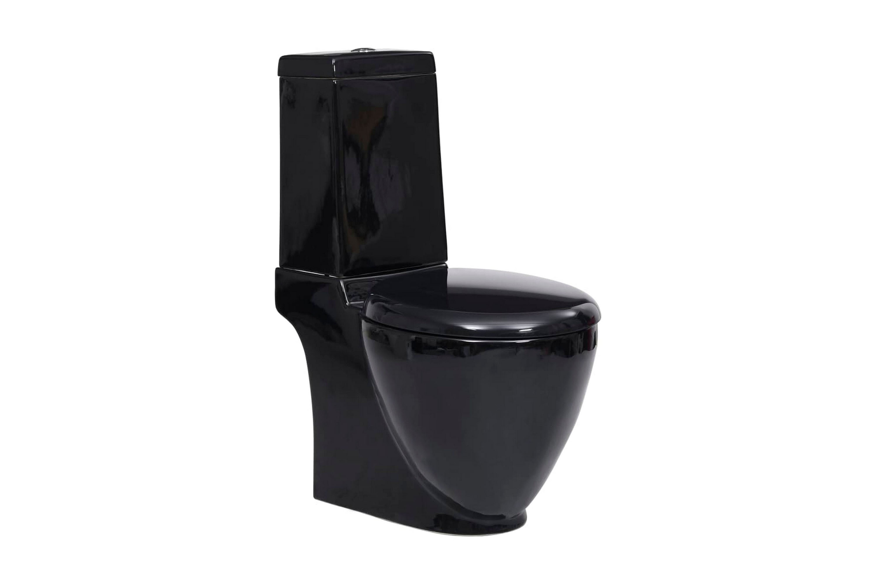 Keramisk toalett vannføring på baksiden svart -