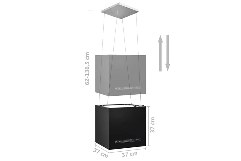Fritthengende kjøkkenvifte sensor LCD 37cm stål - Svart - Vifter - Takvifte