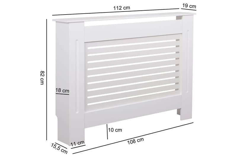 Moraine Radiator Benk 112x19 cm - Hvit - Radiatorskjuler