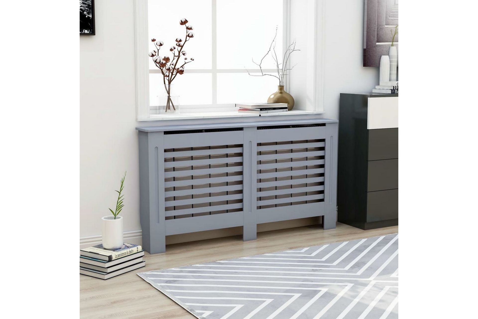 Radiatordeksel antrasitt 152x19x81 cm MDF - Hus & oppussing - Klimakontroll - Oppvarming