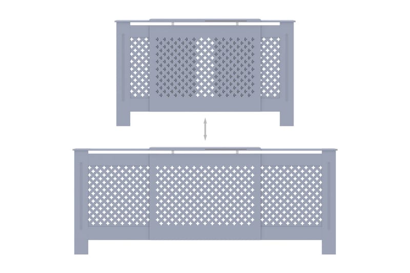 Radiatordeksel MDF grå 205 cm - Grå - Radiatorskjuler