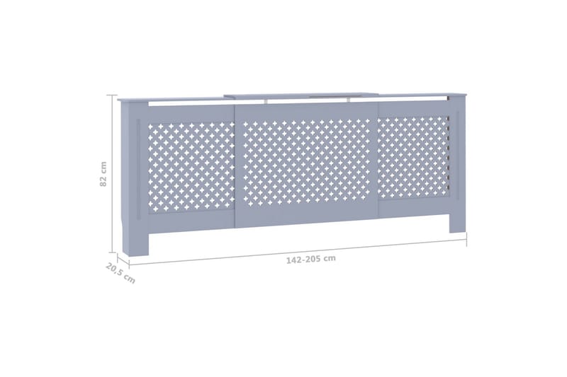 Radiatordeksel MDF grå 205 cm - Grå - Radiatorskjuler