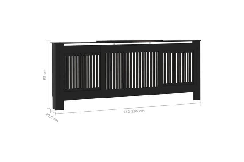 Radiatordeksel MDF svart 205 cm - Svart - Hus & oppussing - Klimakontroll - Oppvarming