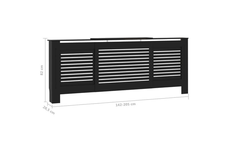 Radiatordeksel MDF svart 205 cm - Svart - Hus & oppussing - Klimakontroll - Oppvarming