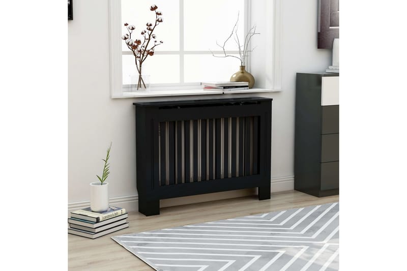 Radiatordeksel svart 112x19x81 cm MDF - Hus & oppussing - Klimakontroll - Oppvarming