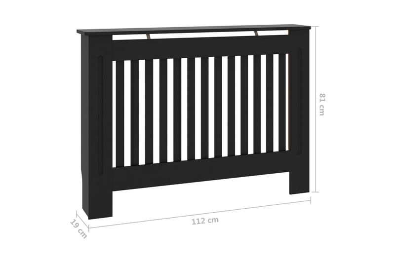 Radiatordeksel svart 112x19x81 cm MDF - Hus & oppussing - Klimakontroll - Oppvarming