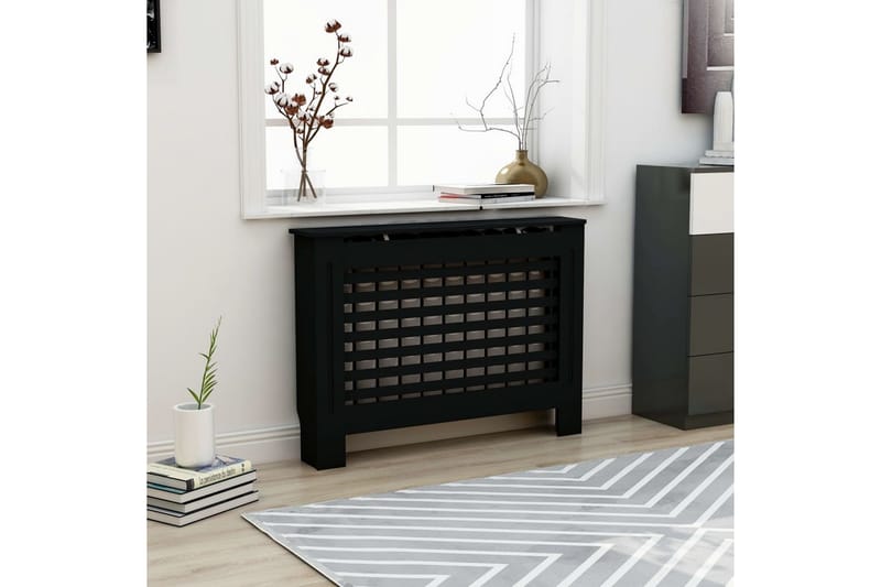 Radiatordeksel svart 112x19x81 cm MDF - Hus & oppussing - Klimakontroll - Oppvarming