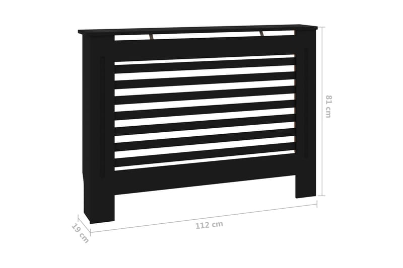 Radiatordeksel svart 112x19x81 cm MDF - Hus & oppussing - Klimakontroll - Oppvarming
