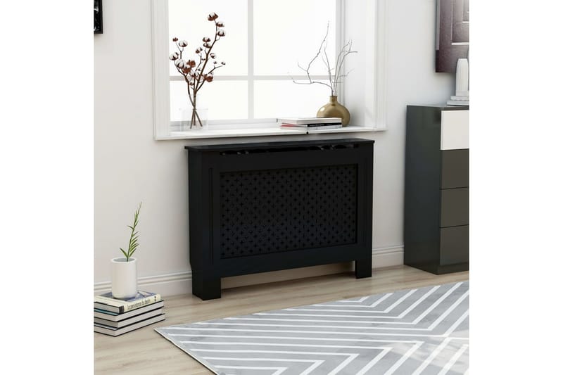 Radiatordeksel svart 112x19x81 cm MDF - Hus & oppussing - Klimakontroll - Oppvarming