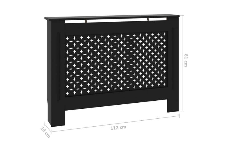 Radiatordeksel svart 112x19x81 cm MDF - Hus & oppussing - Klimakontroll - Oppvarming