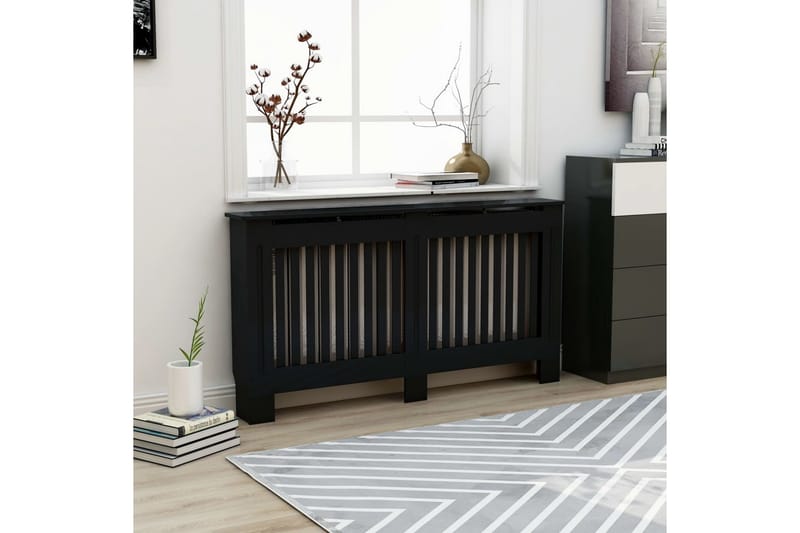 Radiatordeksel svart 152x19x81 cm MDF - Hus & oppussing - Klimakontroll - Oppvarming