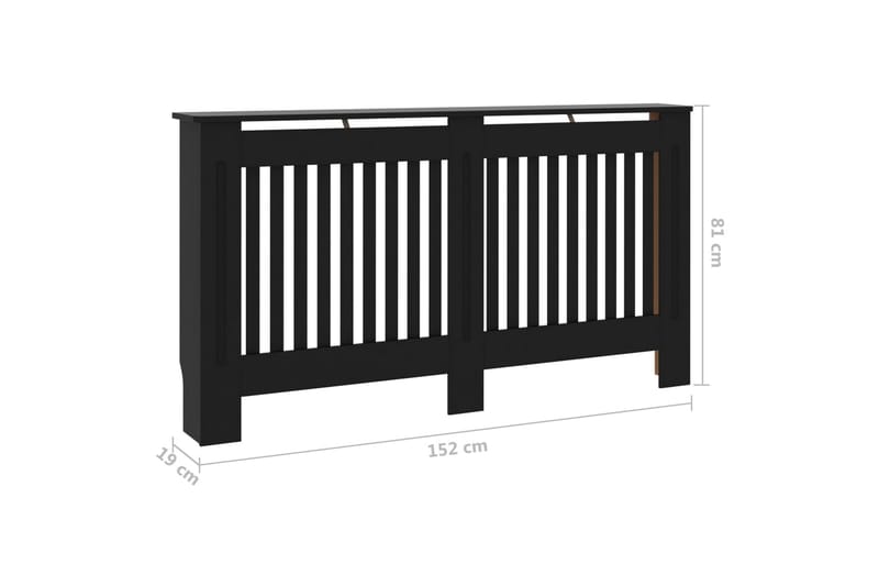 Radiatordeksel svart 152x19x81 cm MDF - Hus & oppussing - Klimakontroll - Oppvarming