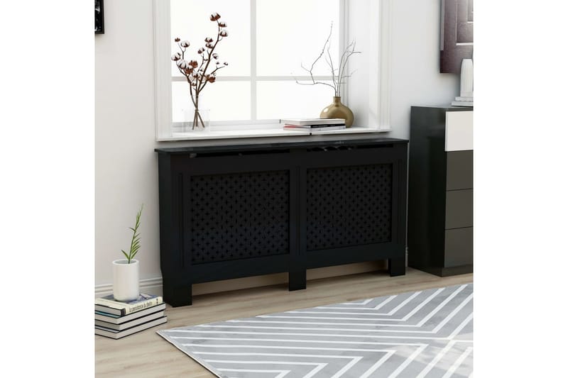 Radiatordeksel svart 152x19x81 cm MDF - Hus & oppussing - Klimakontroll - Oppvarming