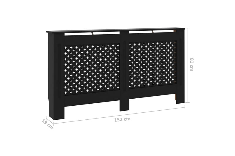 Radiatordeksel svart 152x19x81 cm MDF - Hus & oppussing - Klimakontroll - Oppvarming