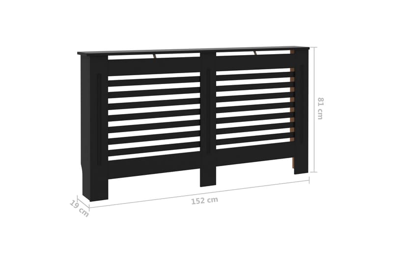 Radiatordeksel svart 152x19x81 cm MDF - Hus & oppussing - Klimakontroll - Oppvarming