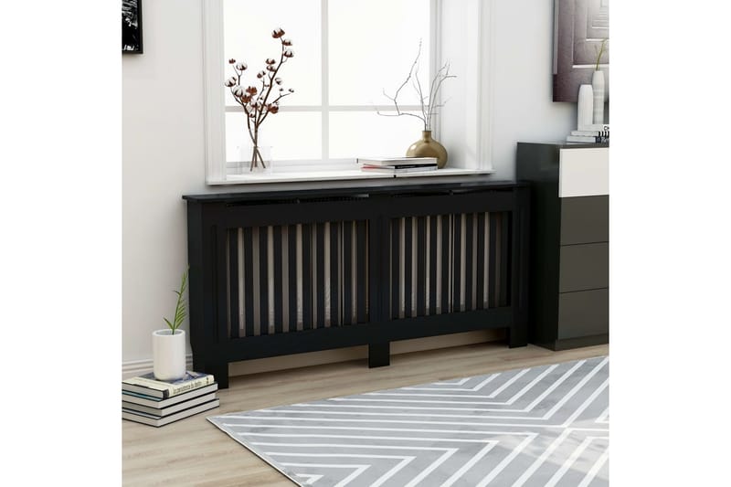 Radiatordeksel svart 172x19x81 cm MDF - Hus & oppussing - Klimakontroll - Oppvarming