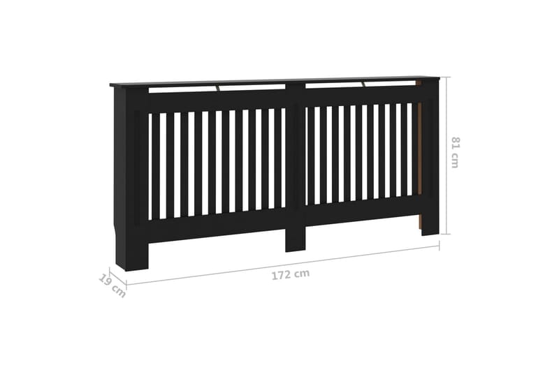 Radiatordeksel svart 172x19x81 cm MDF - Hus & oppussing - Klimakontroll - Oppvarming