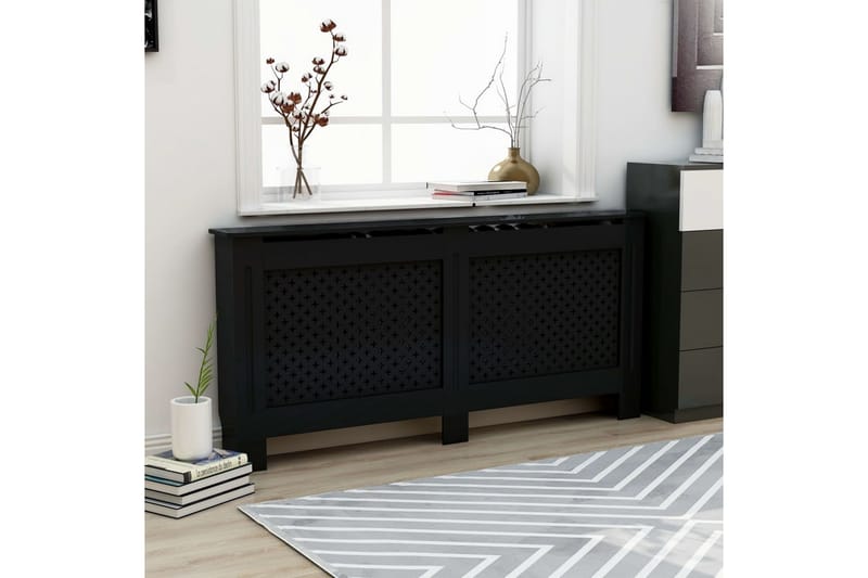 Radiatordeksel svart 172x19x81 cm MDF - Hus & oppussing - Klimakontroll - Oppvarming