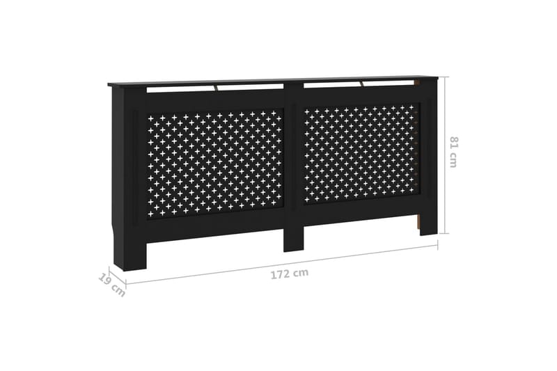 Radiatordeksel svart 172x19x81 cm MDF - Hus & oppussing - Klimakontroll - Oppvarming