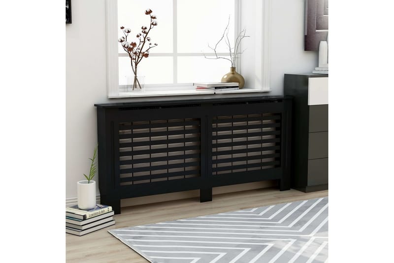 Radiatordeksel svart 172x19x81 cm MDF - Hus & oppussing - Klimakontroll - Oppvarming