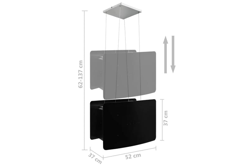 Fritthengende kjøkkenvifte berøringsfølsom LCD herdet glass - Svart - Vifter - Takvifte
