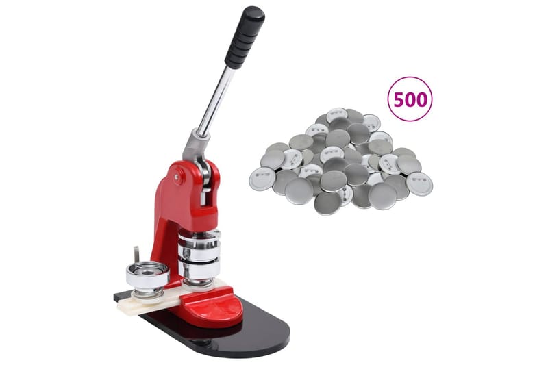 Buttonsmaskin med 500 buttonsdeler med nål 25 mm - Rød - Hus & oppussing - Verktøy & maskiner - Håndverktøy - Stifteverktøy & nagleverktøy