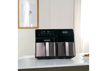 Air Fryer Black+Decker Dual Basket 2500W - Svart||Sølv - Husholdning - Kjøkkenmaskiner