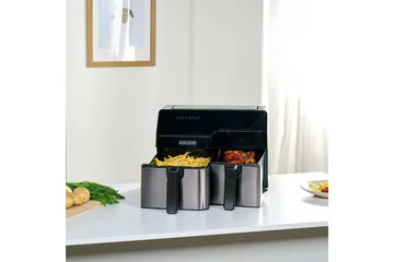 Air Fryer Black+Decker Dual Basket 2500W - Svart||Sølv - Husholdning - Kjøkkenmaskiner