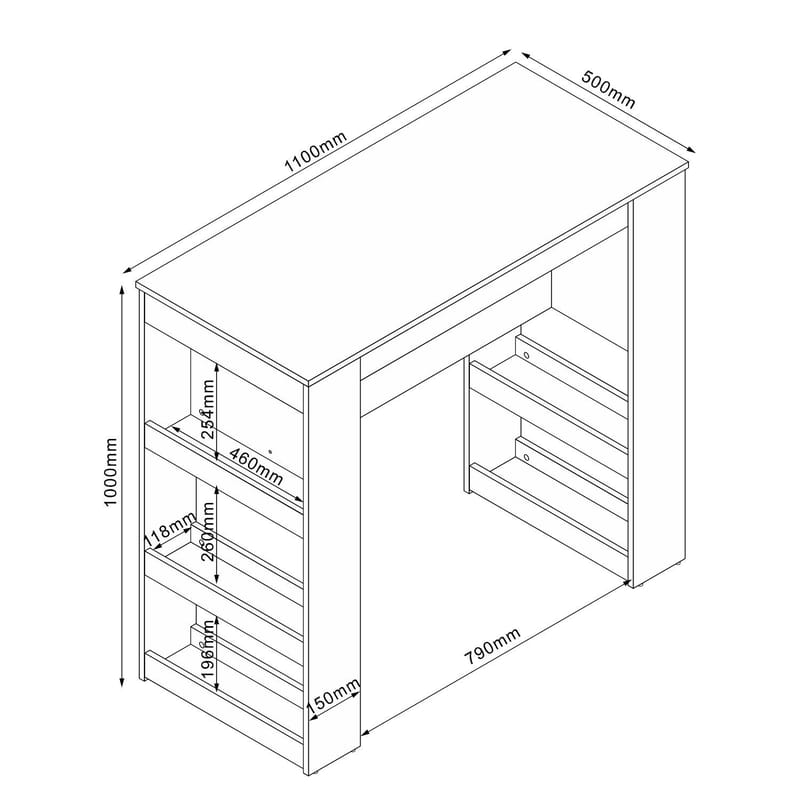 Barbord HOME4YOU Hannes 110x50x100 cm Rustikk melamin - rustikk brun - Husholdning - Bar & vin - Barmøbler