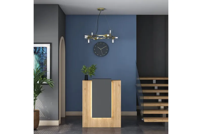 Resepsjonsbord Thornmere Valnøtt / Antrasitt - Rødfarget tre/Antrasitt - Husholdning - Bar & vin - Barmøbler - Bardisk