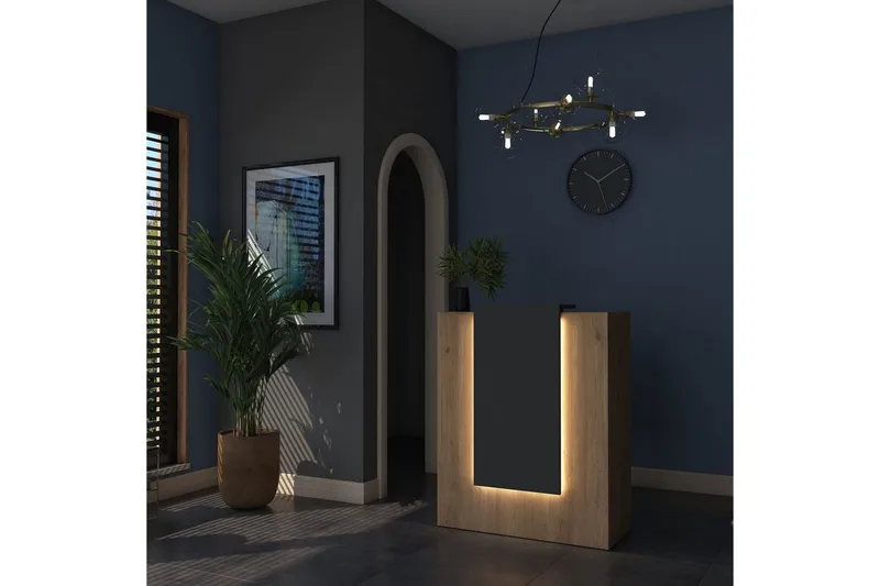 Resepsjonsbord Thornmere Valnøtt / Antrasitt - Rødfarget tre/Antrasitt - Husholdning - Bar & vin - Barmøbler - Bardisk