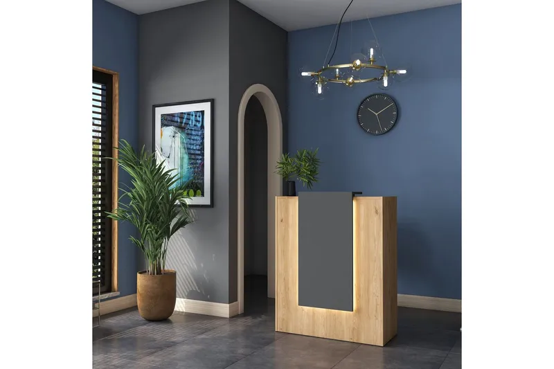 Resepsjonsbord Thornmere Valnøtt / Antrasitt - Rødfarget tre/Antrasitt - Husholdning - Bar & vin - Barmøbler - Bardisk