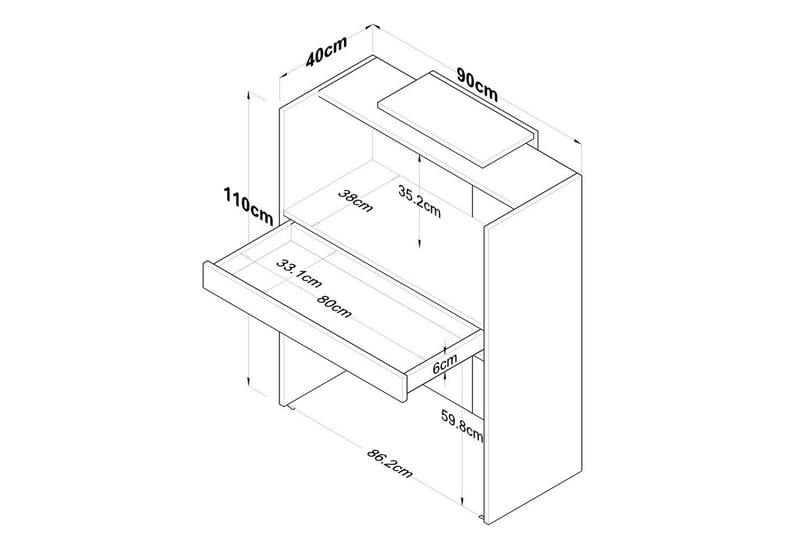 Resepsjonsbord Thornmere Valnøtt / Antrasitt - Rødfarget tre/Antrasitt - Husholdning - Bar & vin - Barmøbler - Bardisk