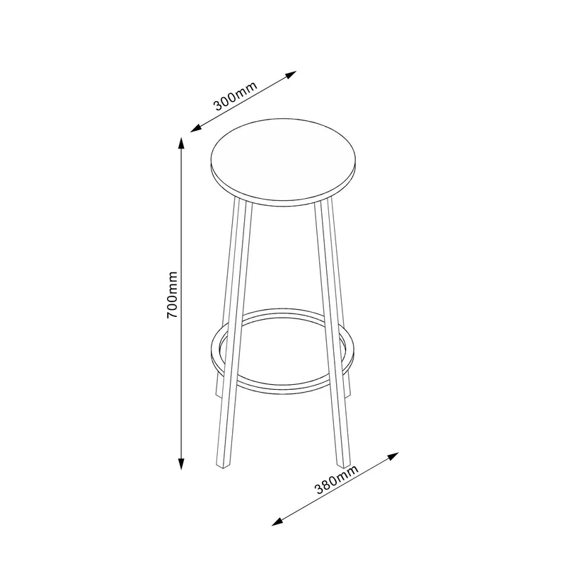 Barstol HOME4YOU Hannes 38x38x70 cm rustikk melamin - brun - Husholdning - Bar & vin - Barmøbler