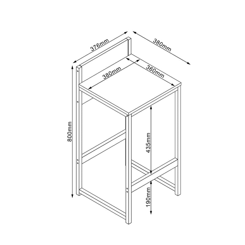 Barstol HOME4YOU Hannes 38x38x80 cm rustikk melamin - rustikk - Husholdning - Bar & vin - Barmøbler