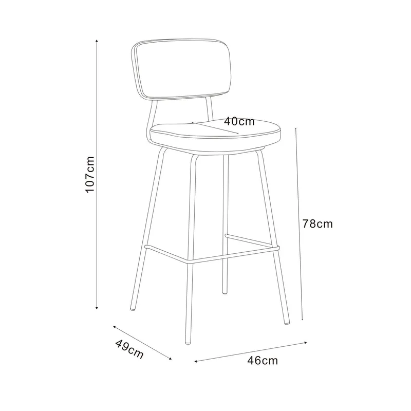 Barstol HOME4YOU Keiu 46x49x107 cm 150x40xh80 cm, melamin eik - lys beige - Husholdning - Bar & vin - Barmøbler