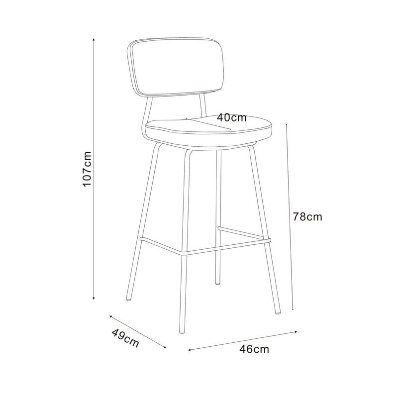 Barstol HOME4YOU Keiu 46x49x107 cm 80x40xh80 cm, melamin eik - vintage rosa - Husholdning - Bar & vin - Barmøbler