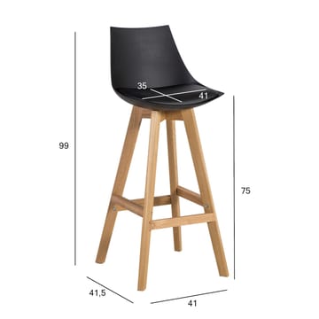 Barstol HOME4YOU Sonja 150x40xh74 cm, melamin med eikebark - svart - Husholdning - Bar & vin - Barmøbler