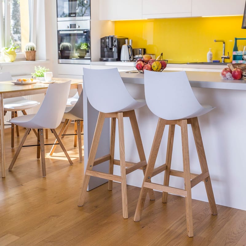 Barstol HOME4YOU Sonja 80x40xh85 cm, melamin med eikebark - hvit - Husholdning - Bar & vin - Barmøbler