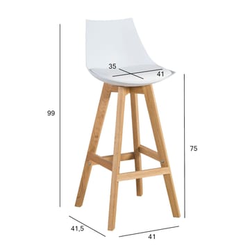 Barstol HOME4YOU Sonja 80x40xh85 cm, melamin med eikebark - hvit - Husholdning - Bar & vin - Barmøbler